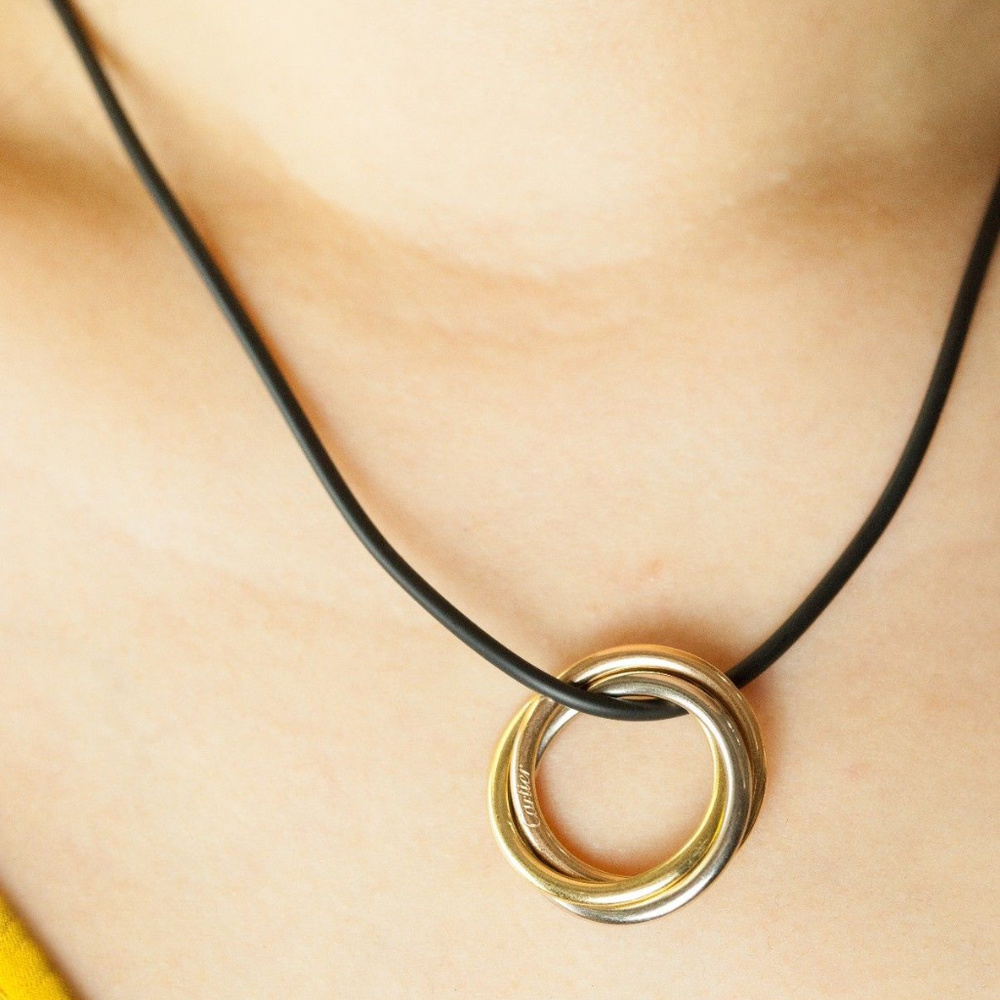 SOLD! CARTIER 18K Tri-color Gold Womens Pendant - Picture 5 of 5